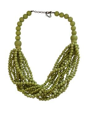 Chunky Lime Yellow Multi-Strand Seed Bead Statement Bib Necklace Chunky 22”